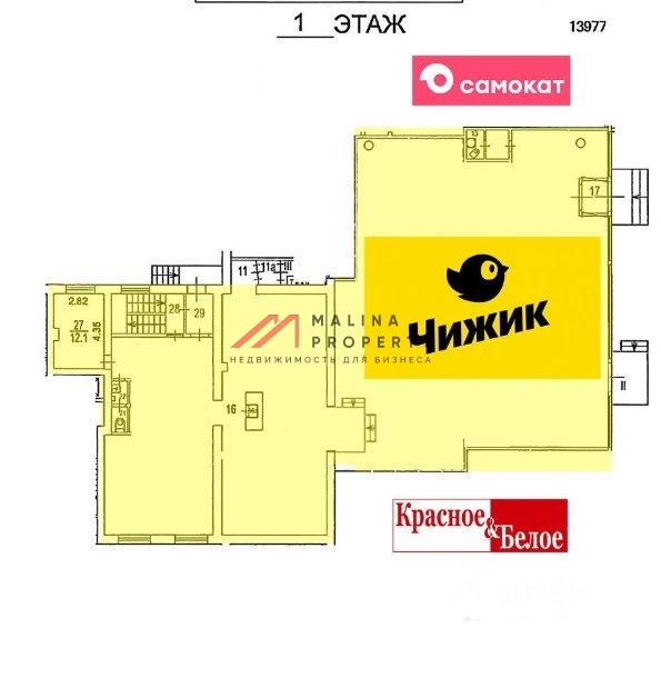 Продажа торгового помещения с сетевым арендатором Чижик