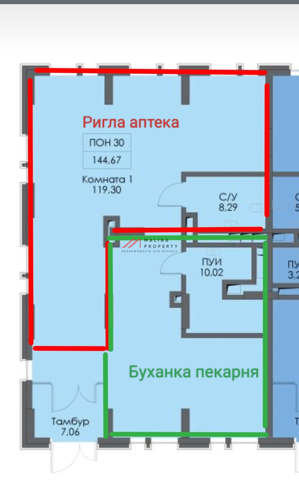 Продажа помещения с федеральными арендаторами в ЖК "Green Park"
