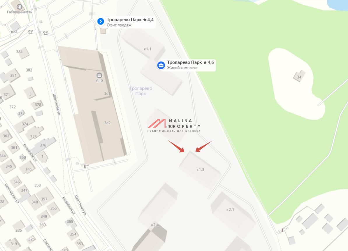Аренда торгового помещения в новом ЖК "Тропарево парк" 