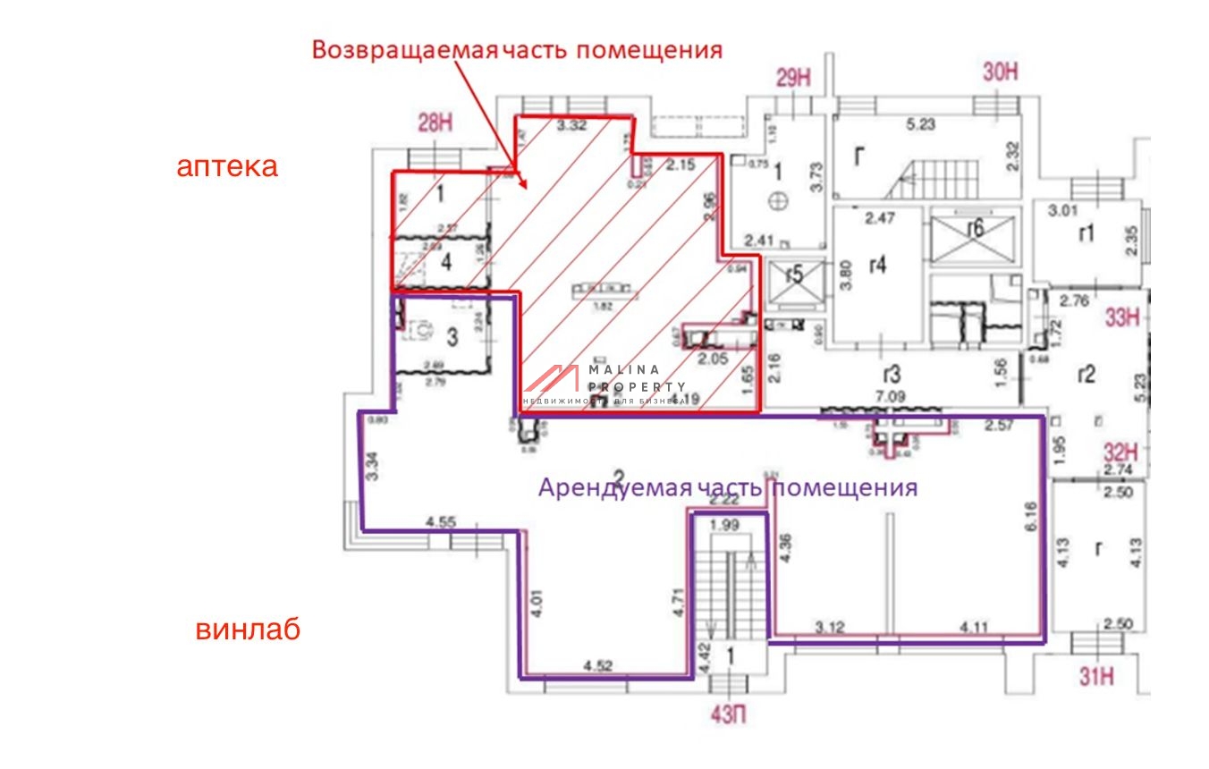 Продажа помещения с арендаторами "ВинЛаб" и "ЗдравСити".