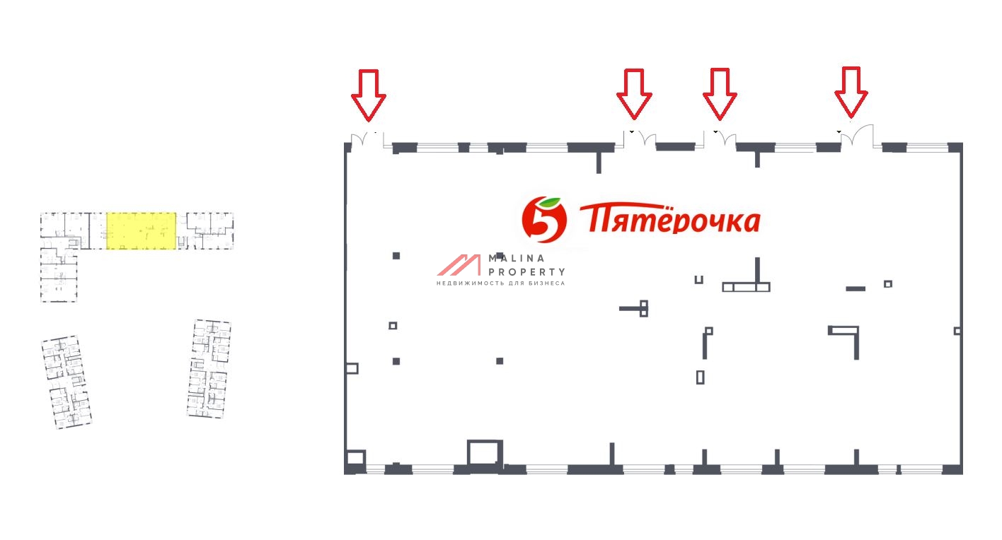 Продажа помещения с магазином Пятерочка в ЖК "Квартал Западный"