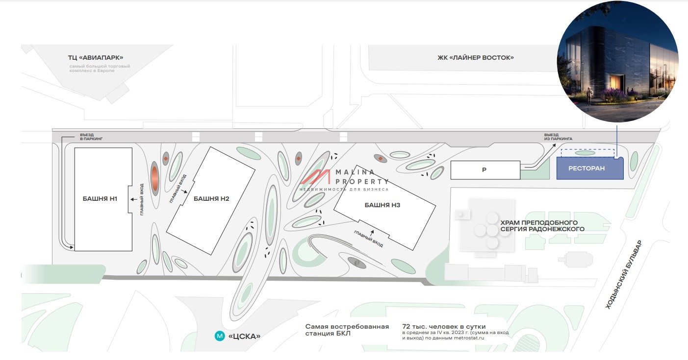 Продажа здания под ресторан в офисном квартале Stone Ходынка 1
