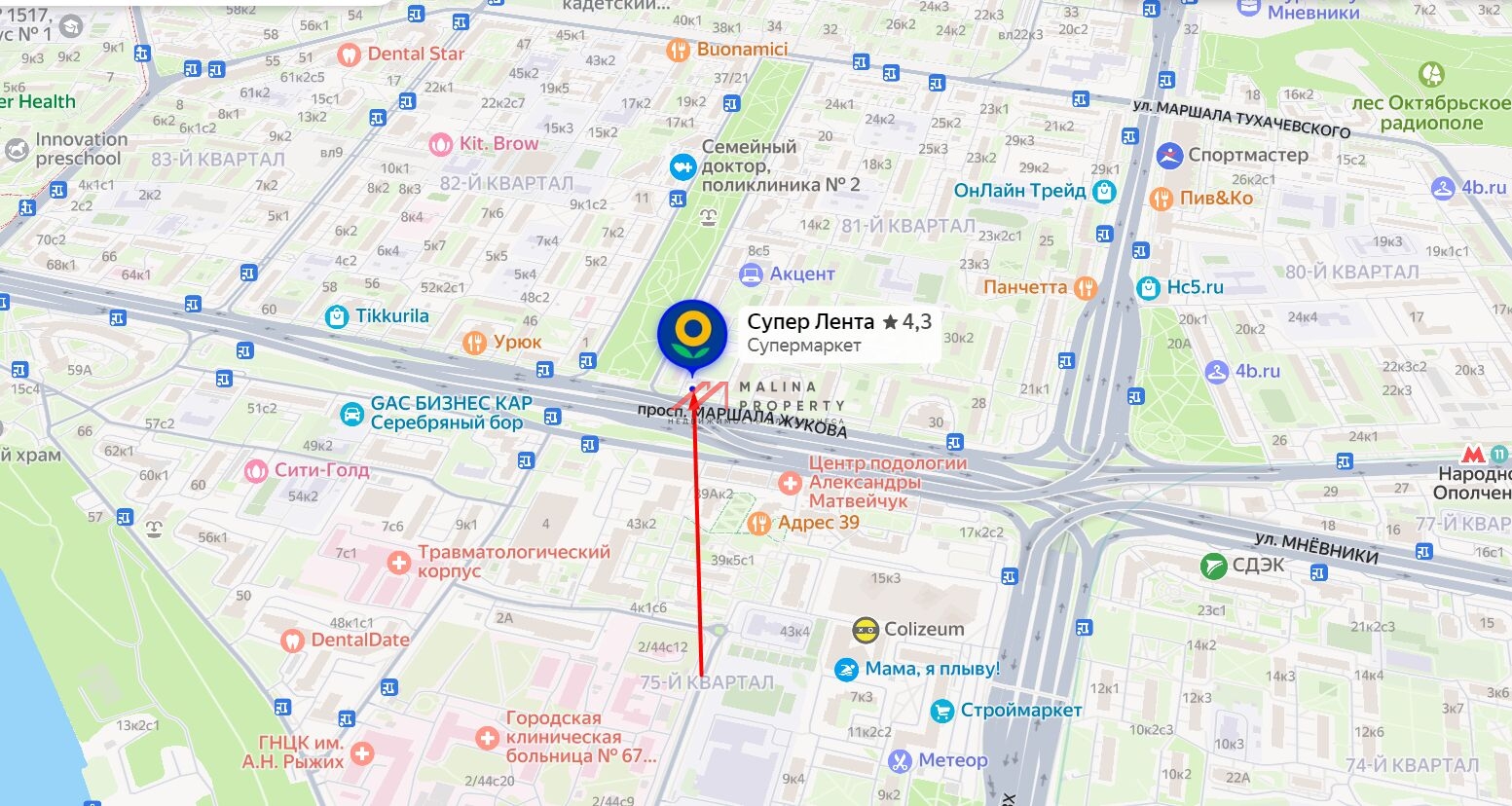 Продажа торгового помещения с супермаркетом "Лента" 