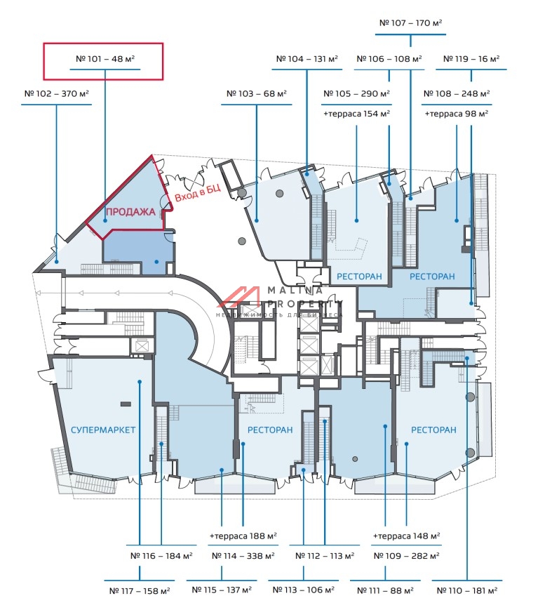 Продажа торгового помещения в бизнес центре Twist