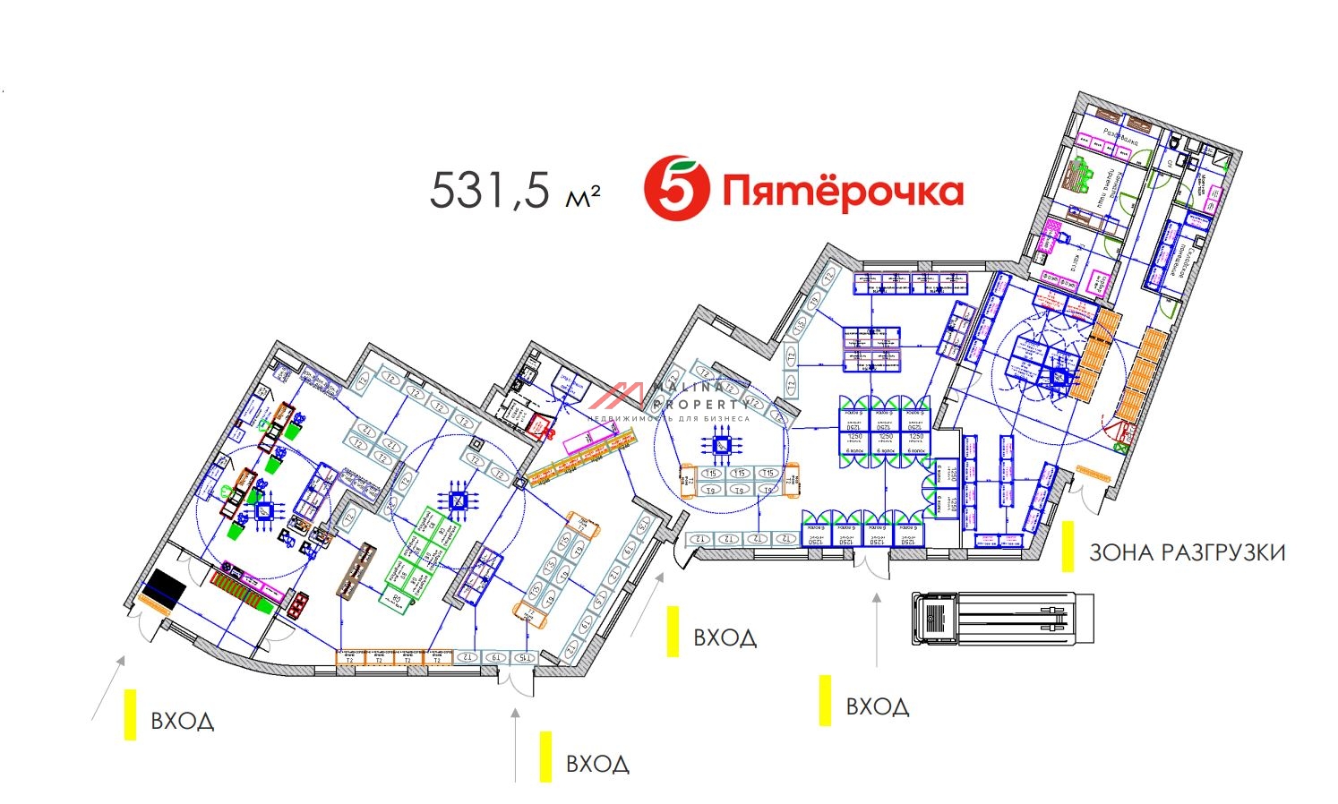 Продажа помещения с магазином Пятерочка в ЖК "Скандинавия"