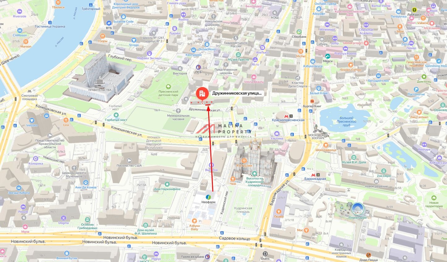 Продажа помещения с арендатором у метро Краснопресненская