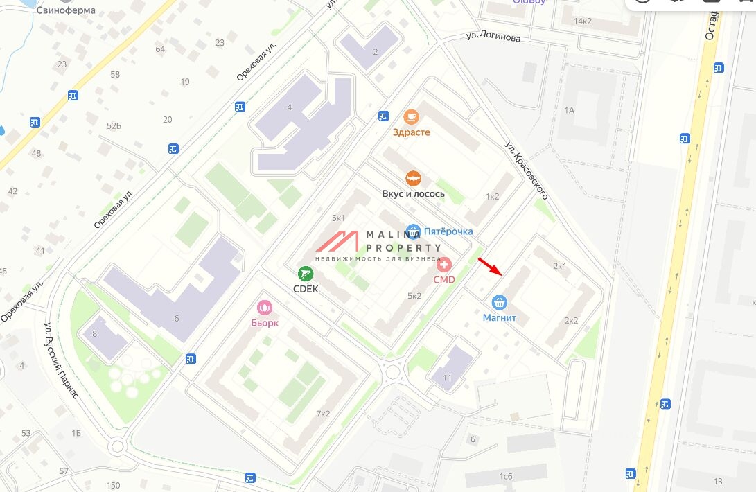 Аренда торгового помещения в ЖК "Остафьево"