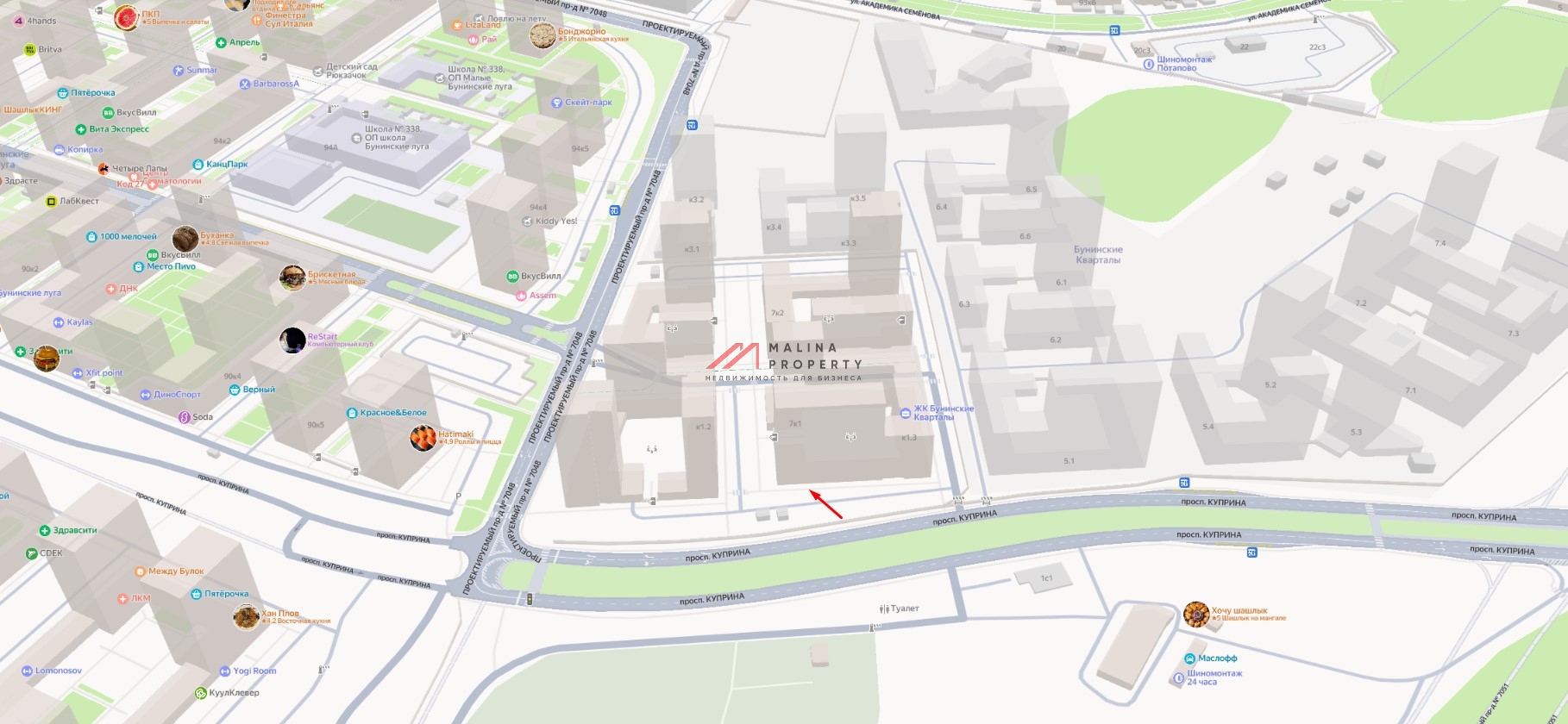 Аренда торгового помещения в ЖК "Бунинские кварталы"