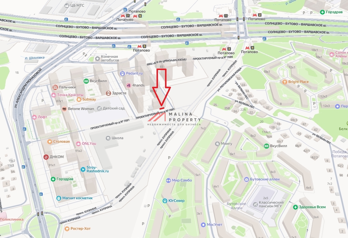 Аренда торгового помещения в ЖК Бунинские Луга 