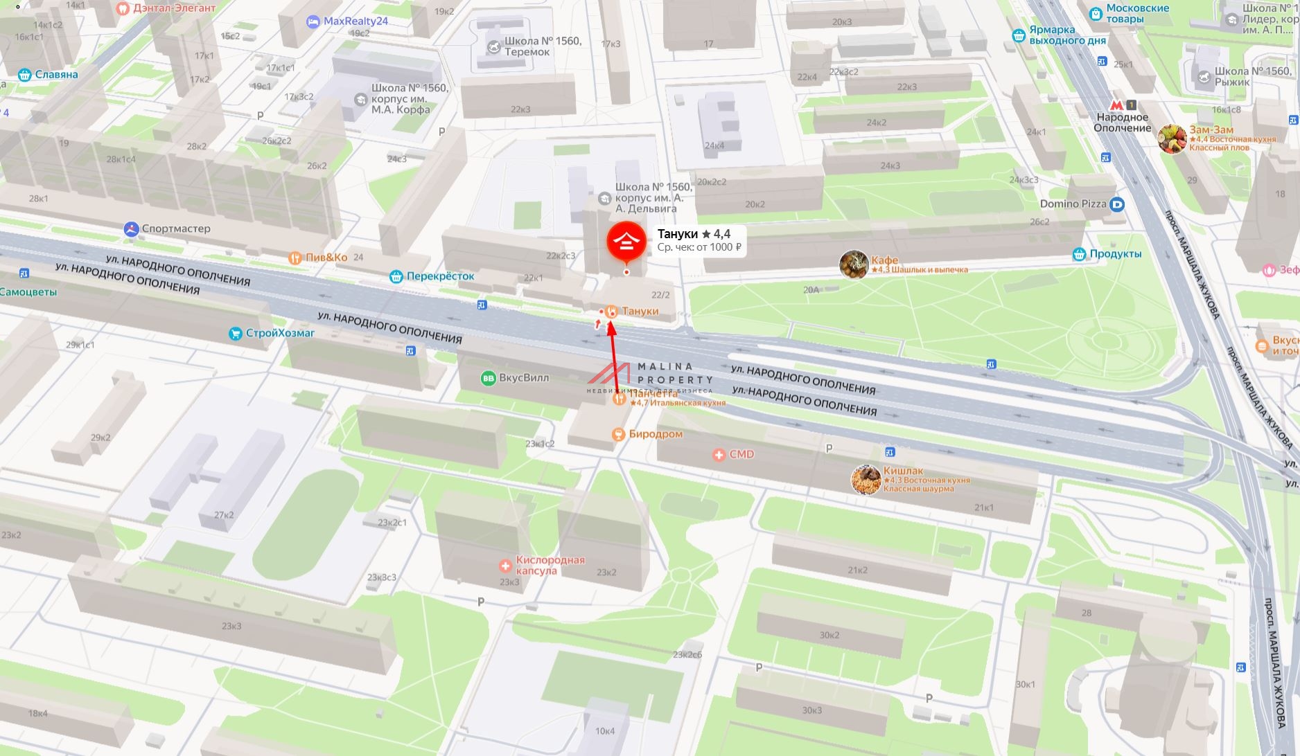 Аренда торгового помещения у метро Октябрьское поле