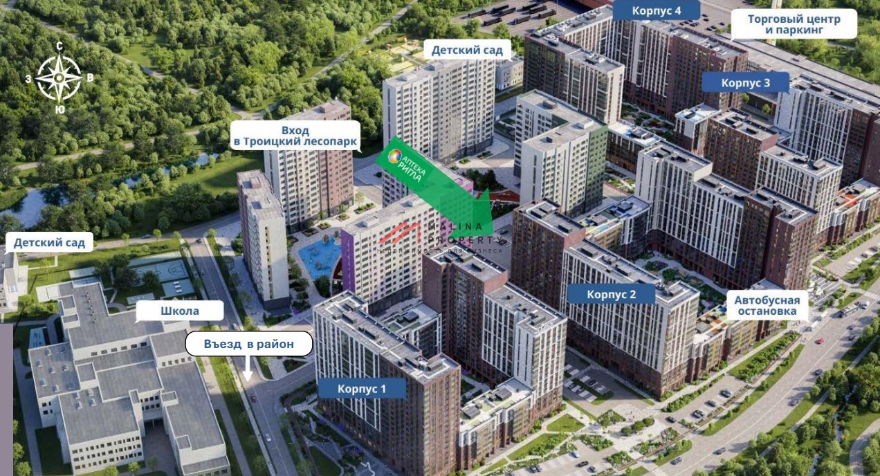 Продажа помещения с арендатором аптека в ЖК "1-й Ясеневский" 