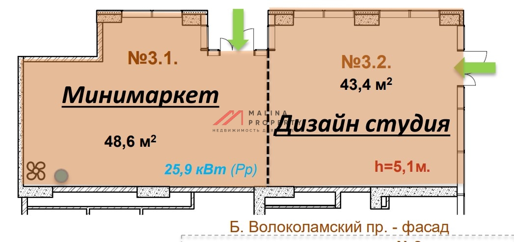 Продажа торгового помещения с арендаторами в ЖК "B’aires"