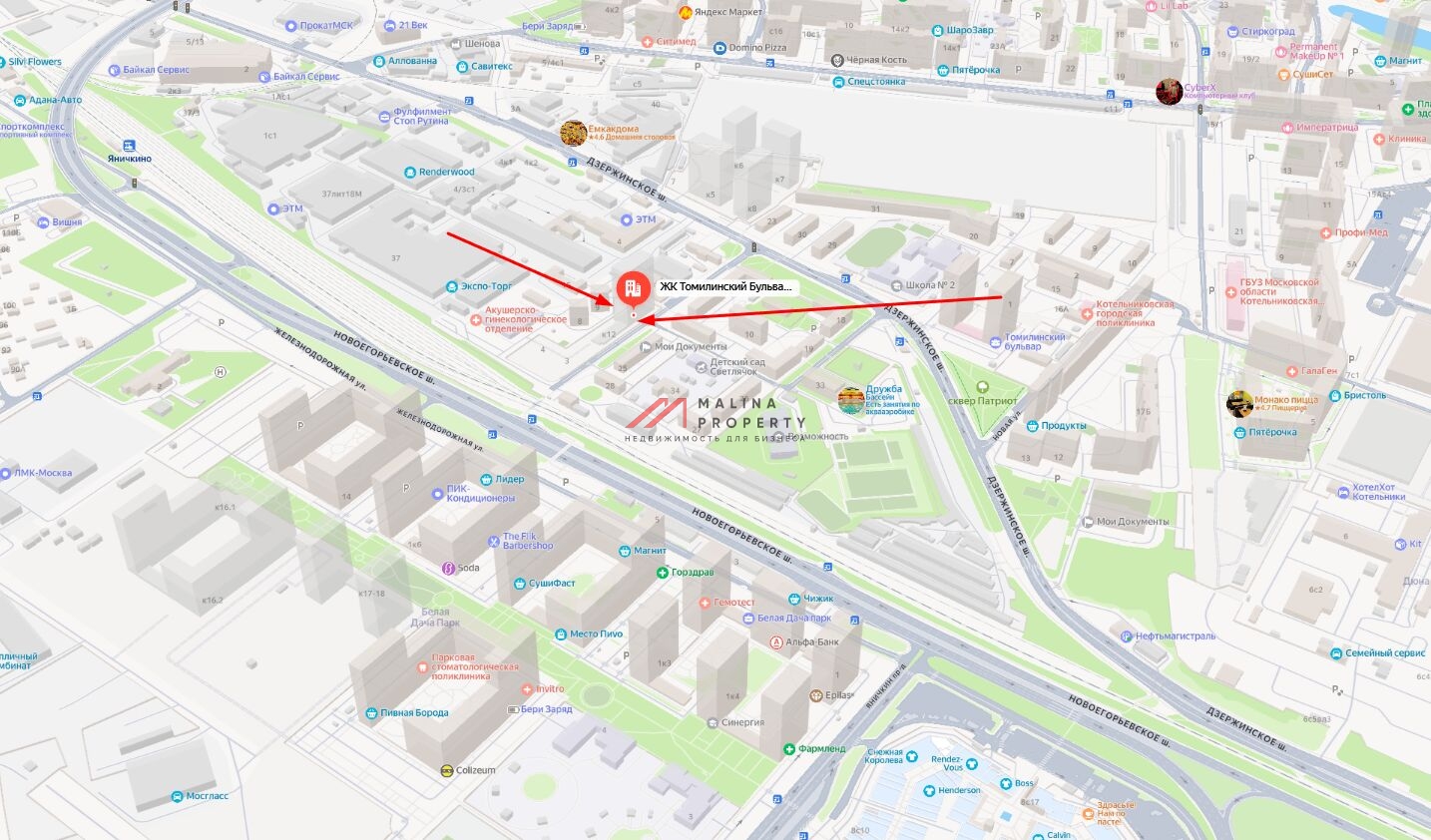 Аренда торгового помещения в ЖК "Томилинский бульвар"