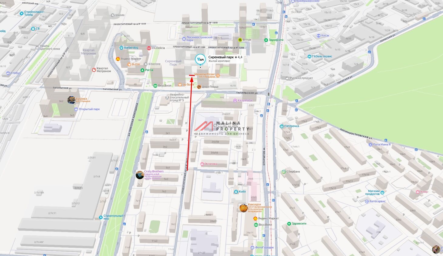 Аренда торгового помещения в ЖК "Сиреневый парк" 