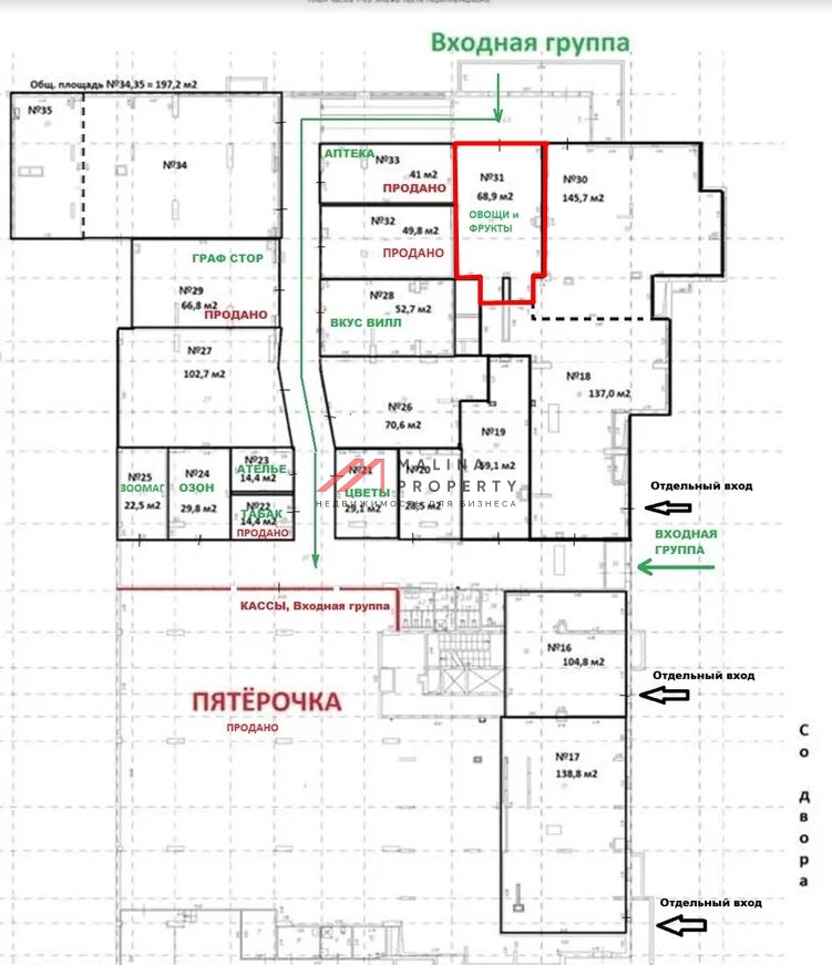 Продажа помещения с арендатором на Барвихинской