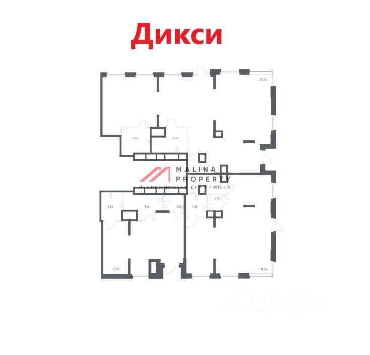Продажа помещения с арендатором Дикси в ЖК "Тропарево парк" 