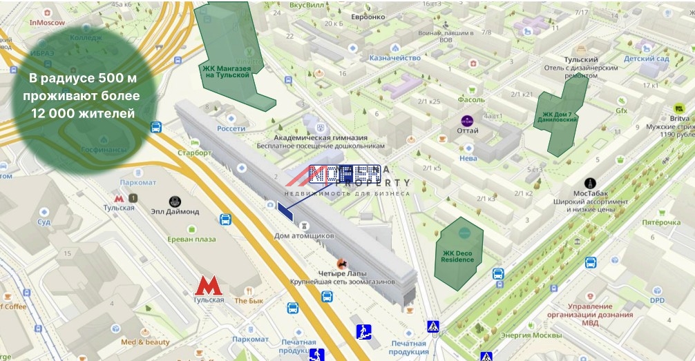 Продажа помещения с арендатором рядом с метро Тульская