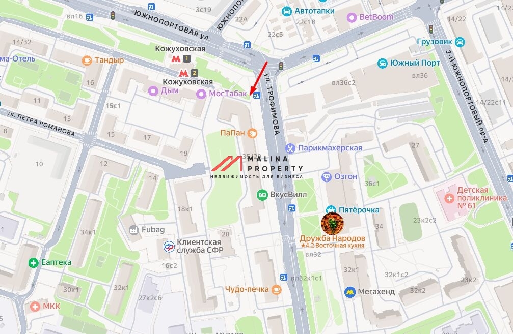 Аренда помещения на выходе из метро Кожуховская