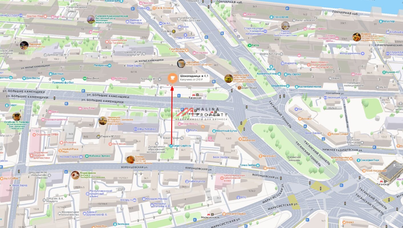 Аренда торгового помещения на выходе из метро Таганская 