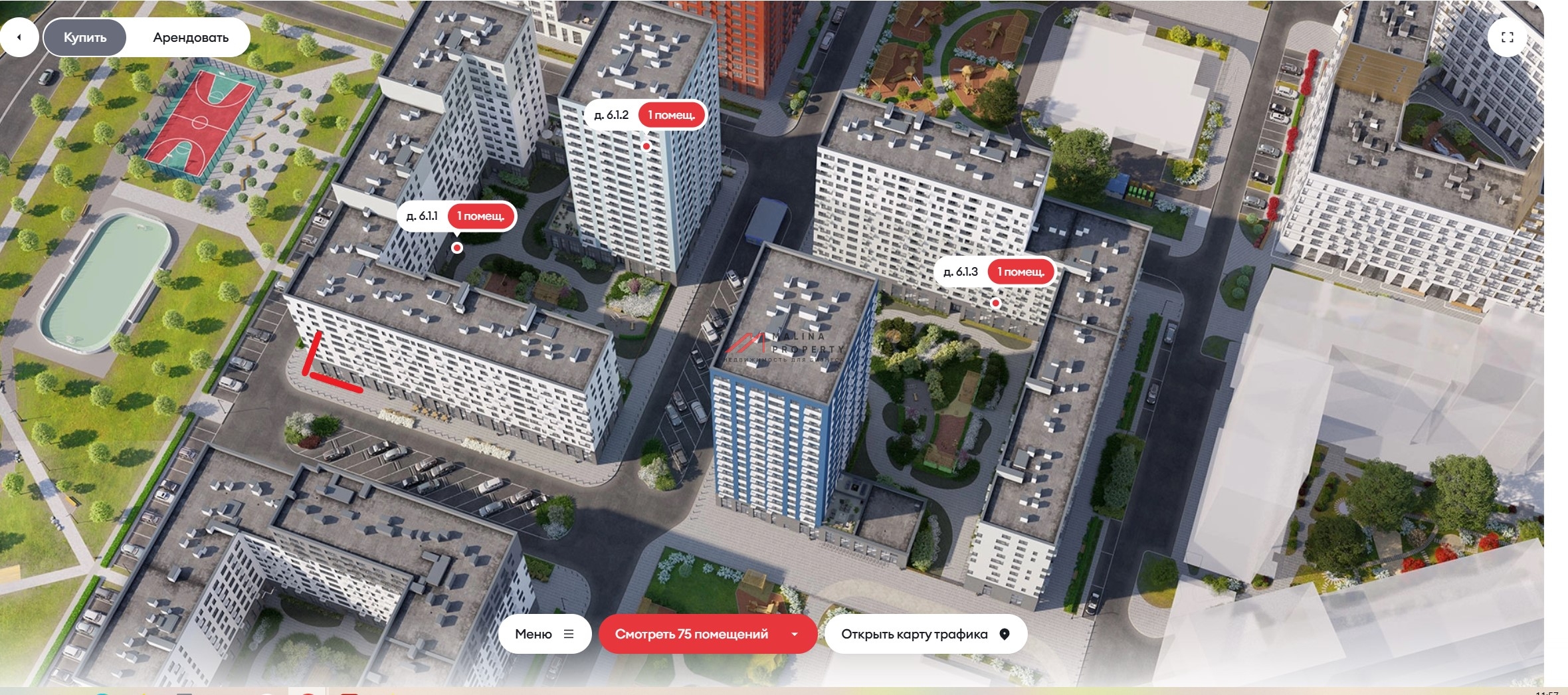 Аренда углового помещения в жк Дзен Кварталы