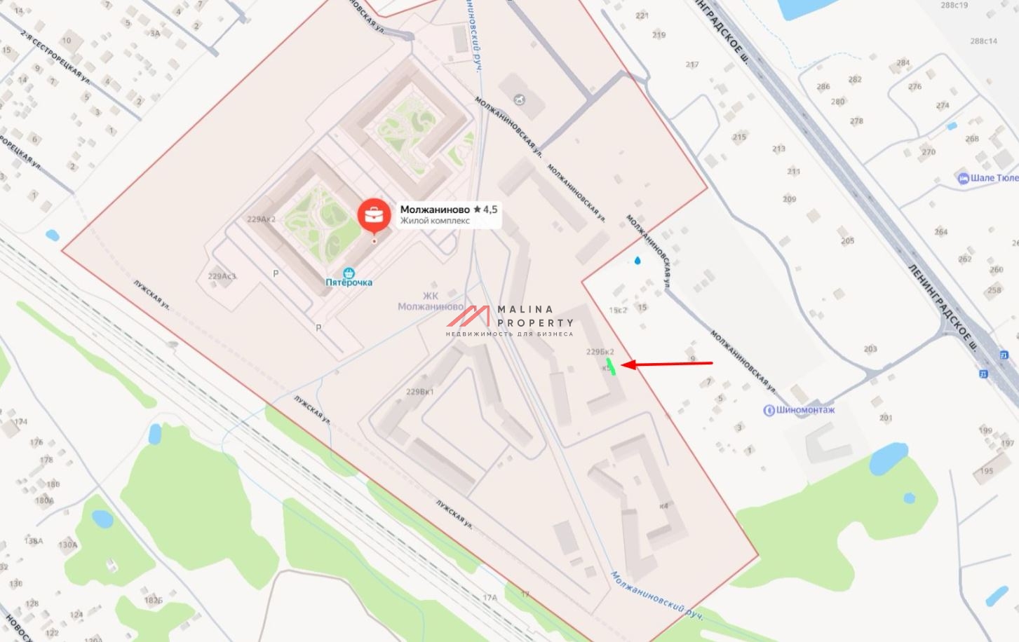 Аренда коммерческого помещения в ЖК «Молжaнинoвo»