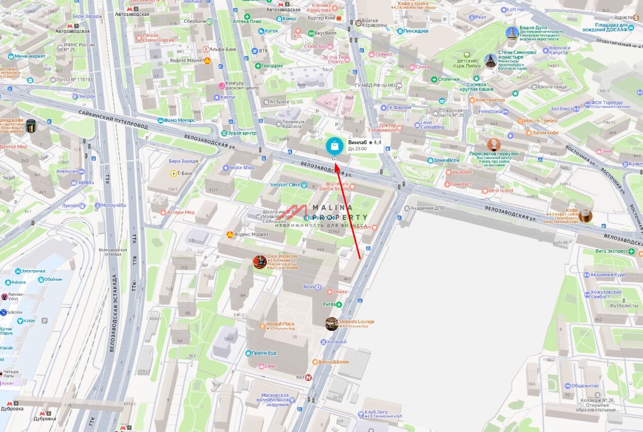 Продажа  помещения с арендатором "Винлаб" на Велозаводской