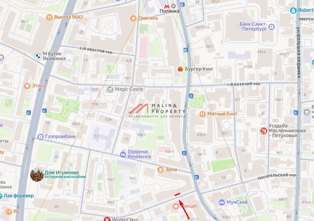 Аренда коммерческого помещения на Полянке