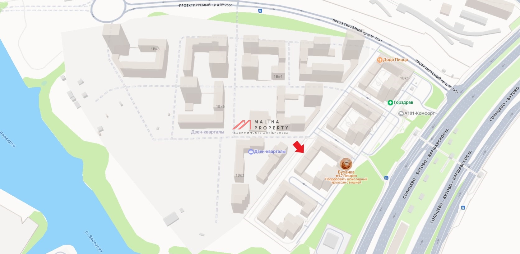 Аренда торгового помещения в ЖК "Дзен-кварталы"