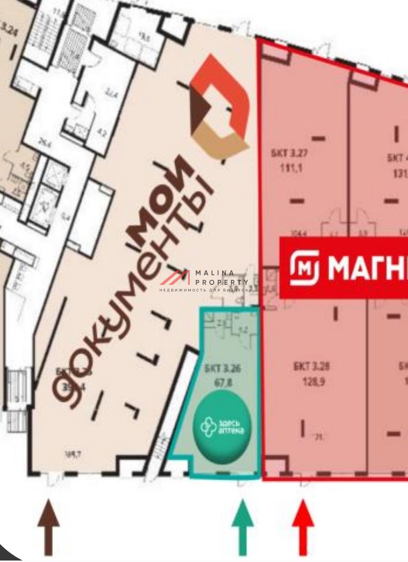 Продажа помещения с Здесь аптека в ЖК "1-й Саларьевский"