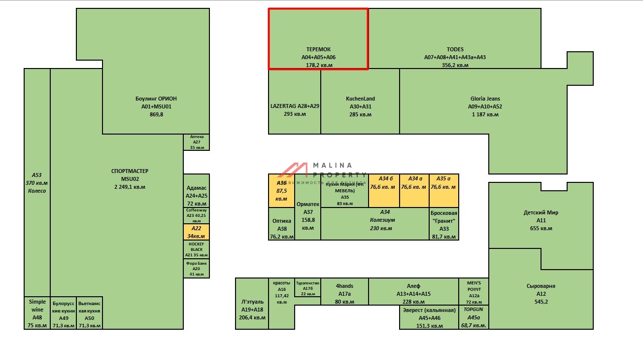 Продажа торгового помещения с арендатором Теремок