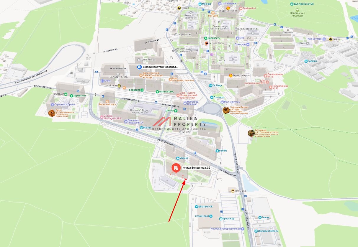 Аренда торгового помещения в ЖК "Новоград Павлино" 