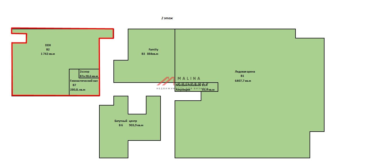 Продажа помещения с арендатором фитнес-центр DDX 