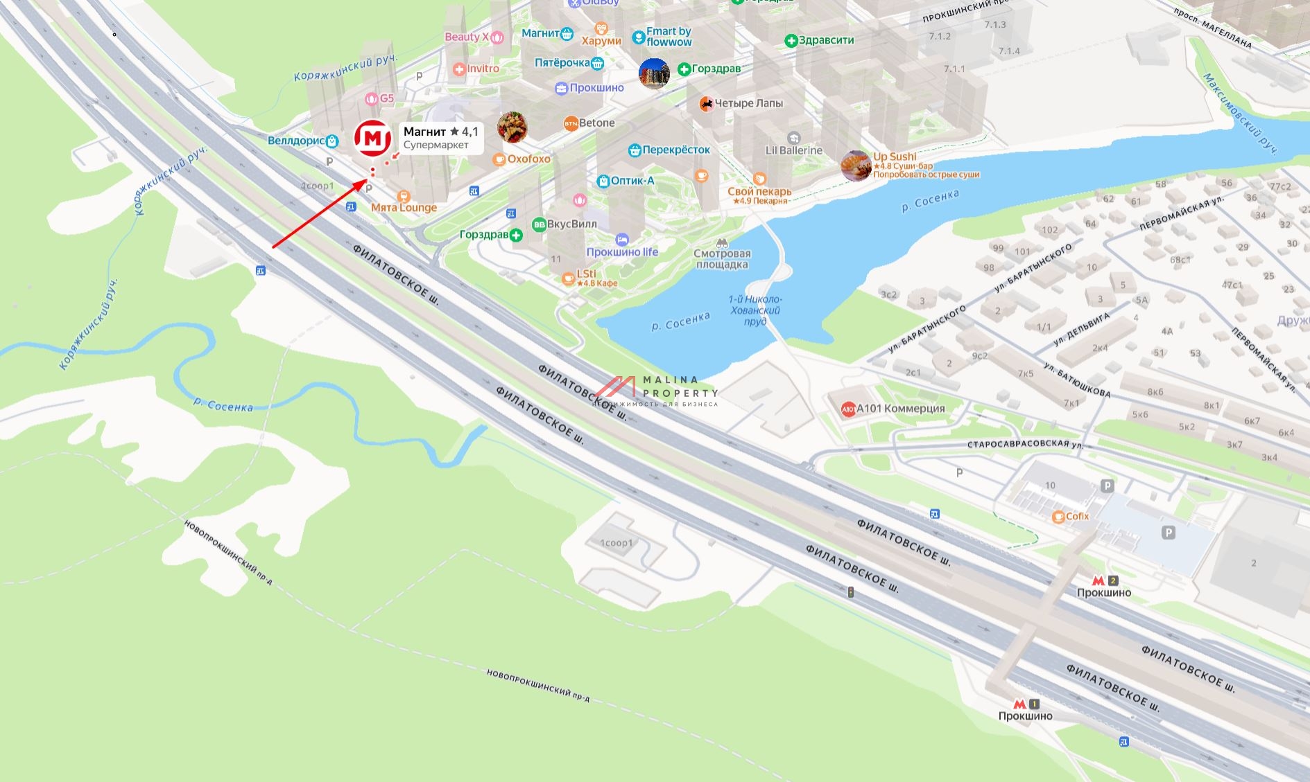 Продажа помещения с арендаторами в ЖК "Прокшино"