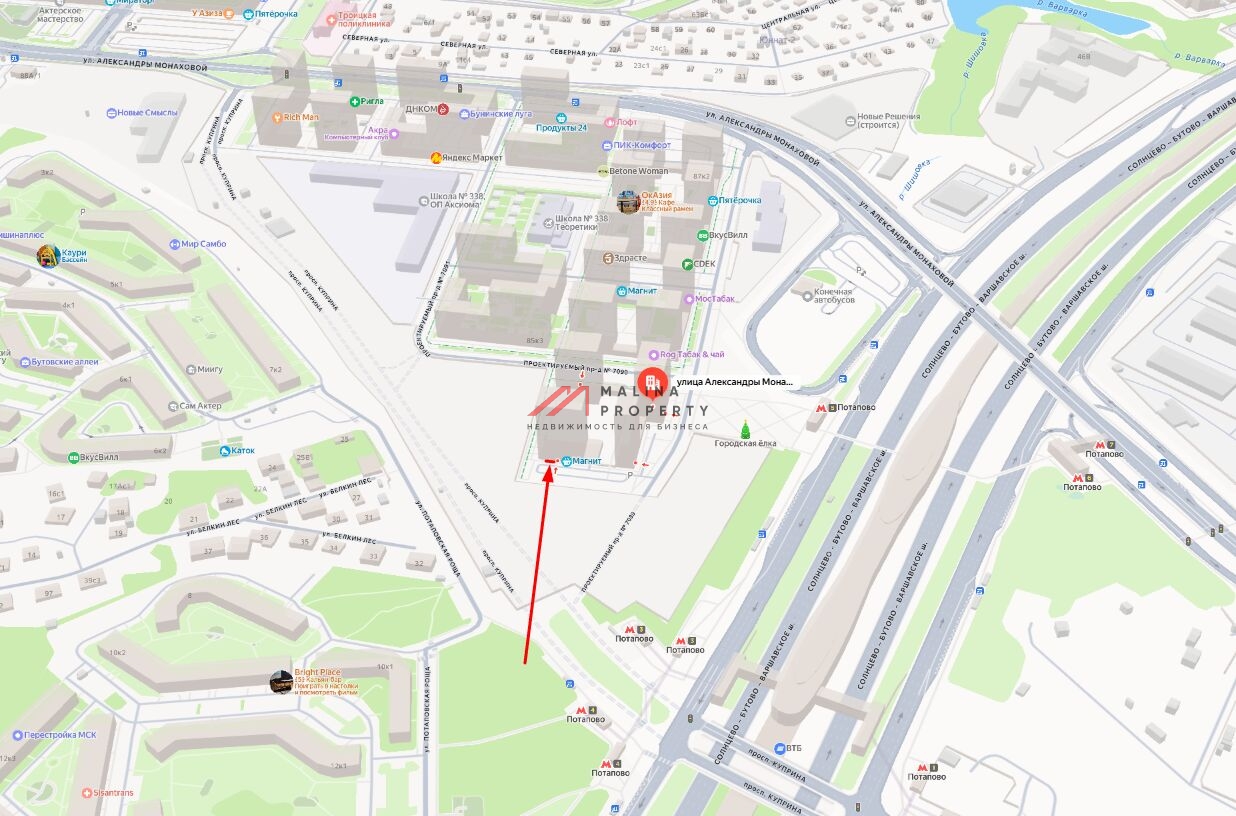 Аренда торгового помещения в ЖК "Бунинские луга" 