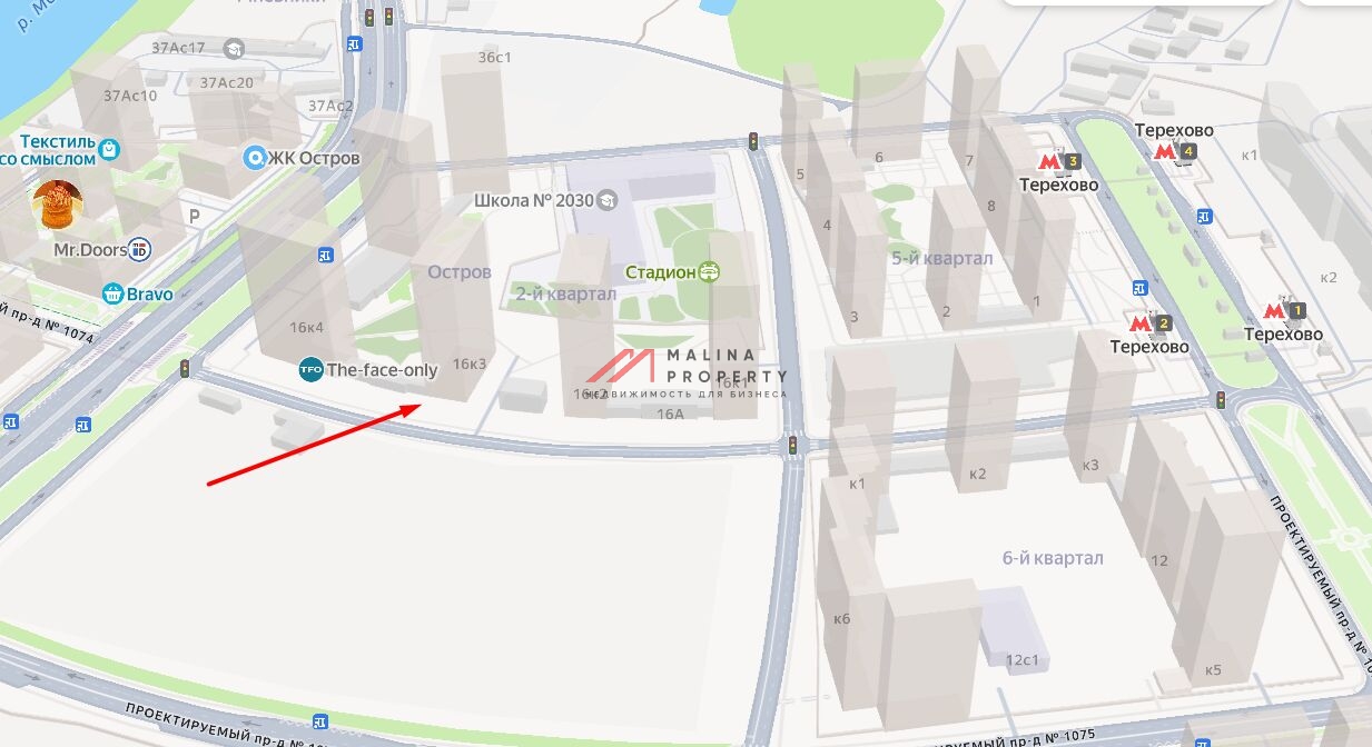 Аренда торгового помещения в жилом комплексе Остров