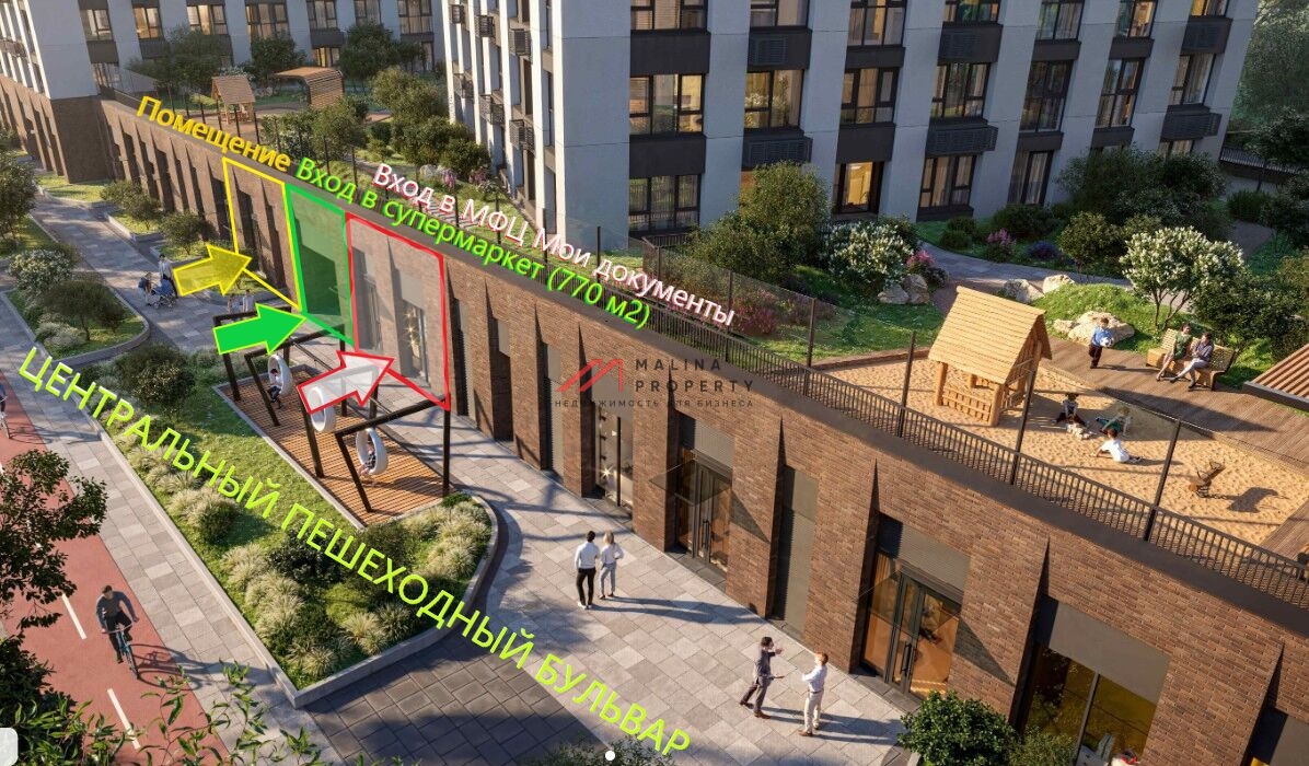 Продажа торгового помещения рядом с супермаркетом в ЖК 1-й Саларьевскй