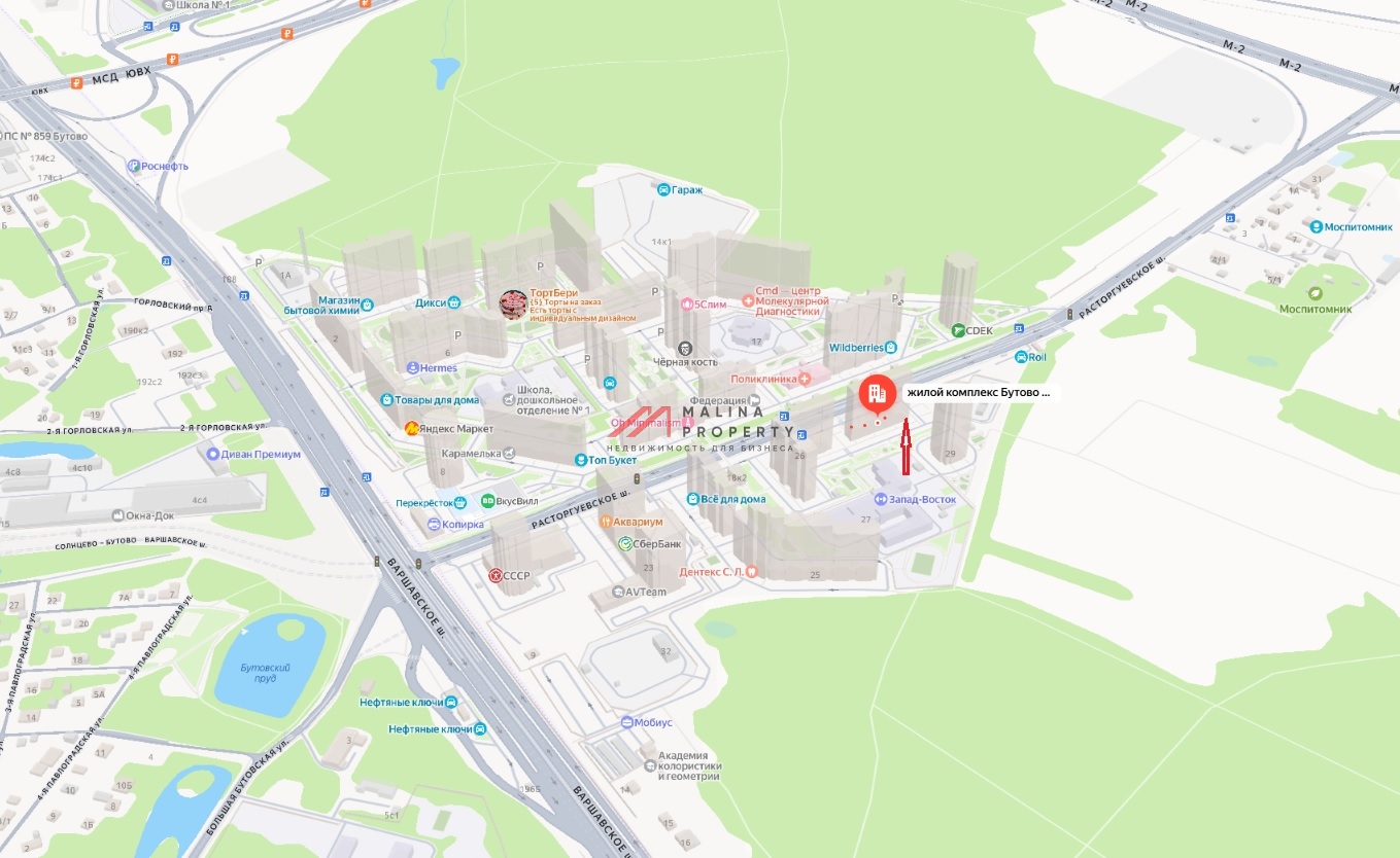 Продажа коммерческого помещения в ЖК "Бутово парк" 