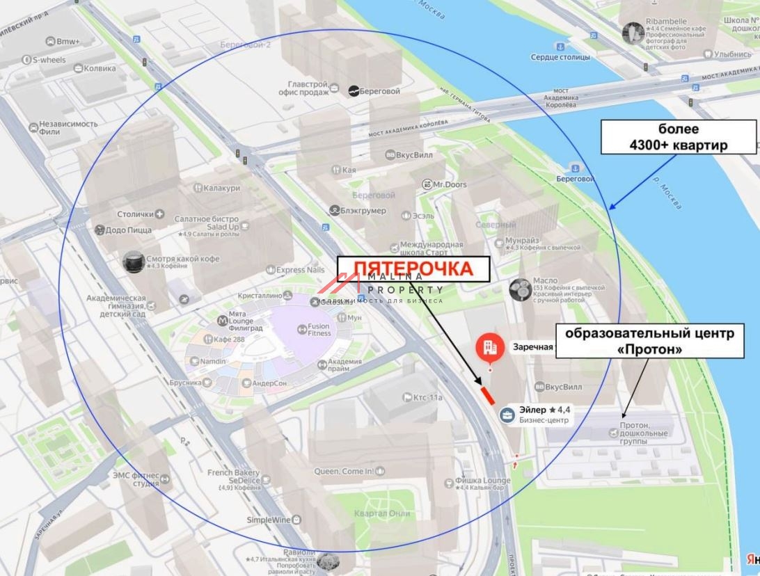 Продажа помещения с магазином Пятерочка в МФЗ "Эйлер"