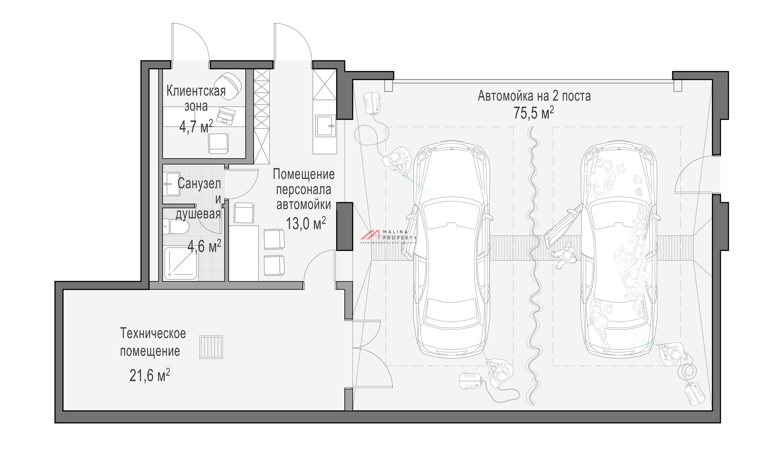 Продажа помещения под автомойку в ЖК "Лаврушинский" 