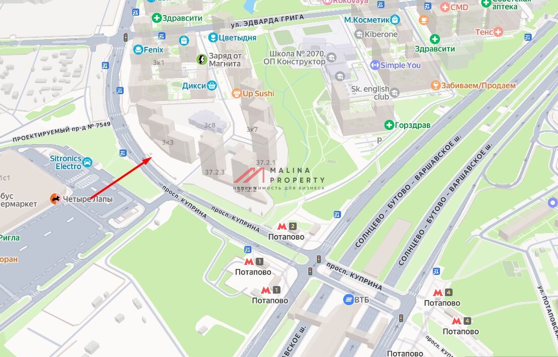 Аренда торгового помещения в ЖК «Бунинские кварталы»