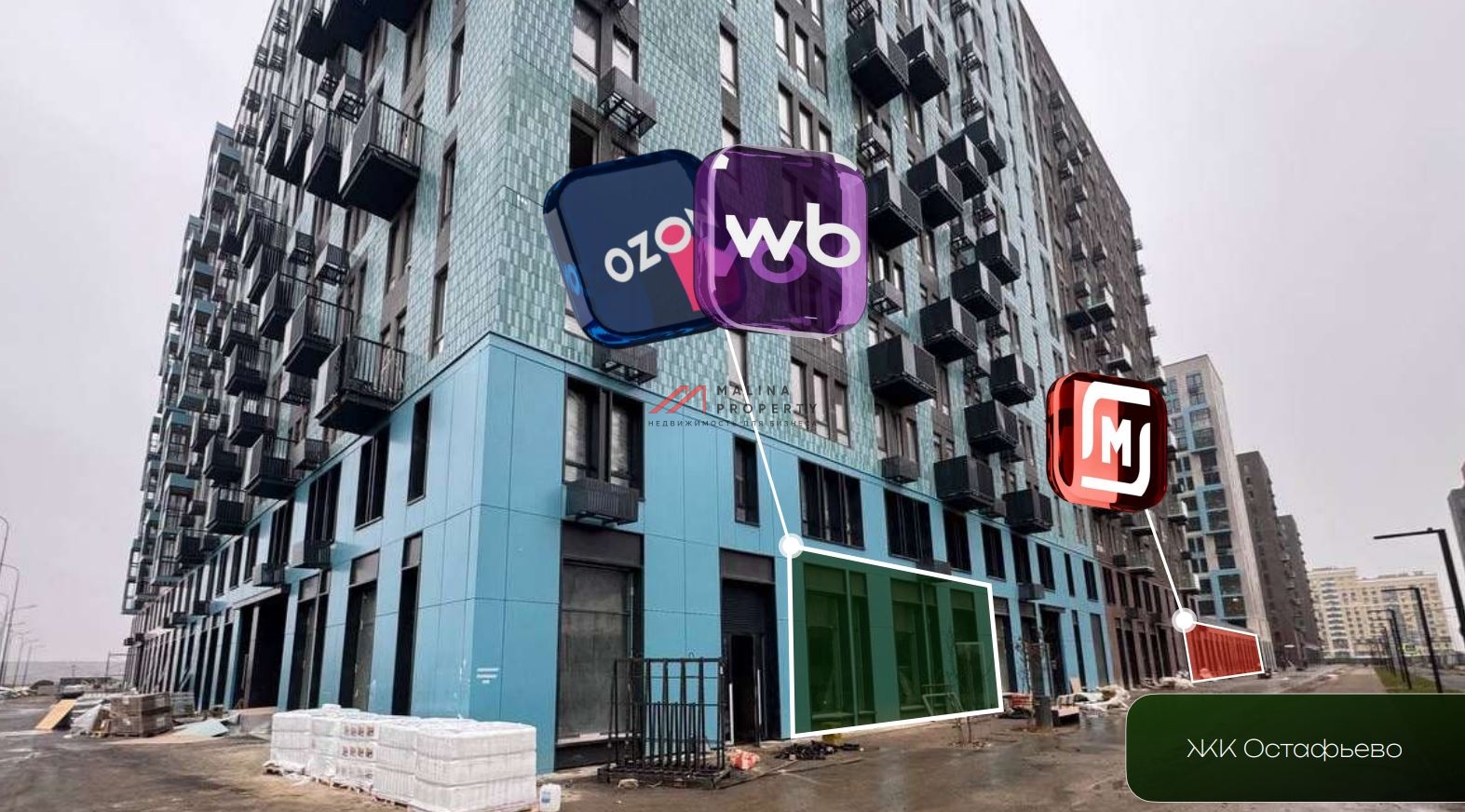 Продажа помещения с арендаторами в ЖК "Остафьево" 