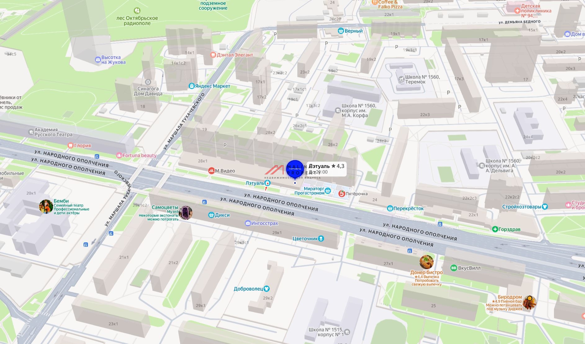 Аренда торгового помещения на Народного Ополчения