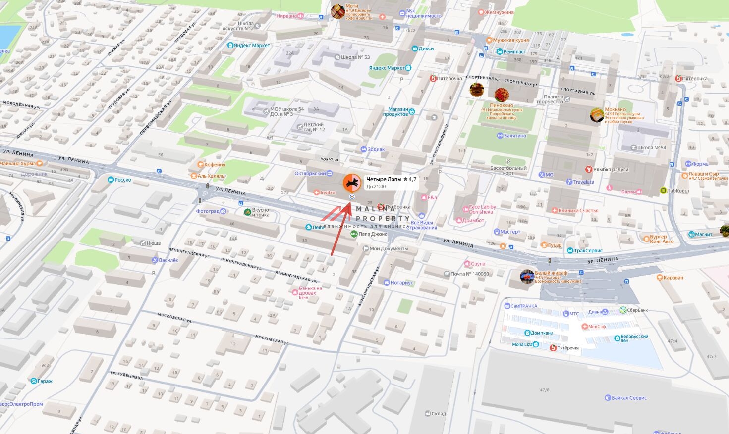 Продажа помещения с арендатором Четыре Лапы