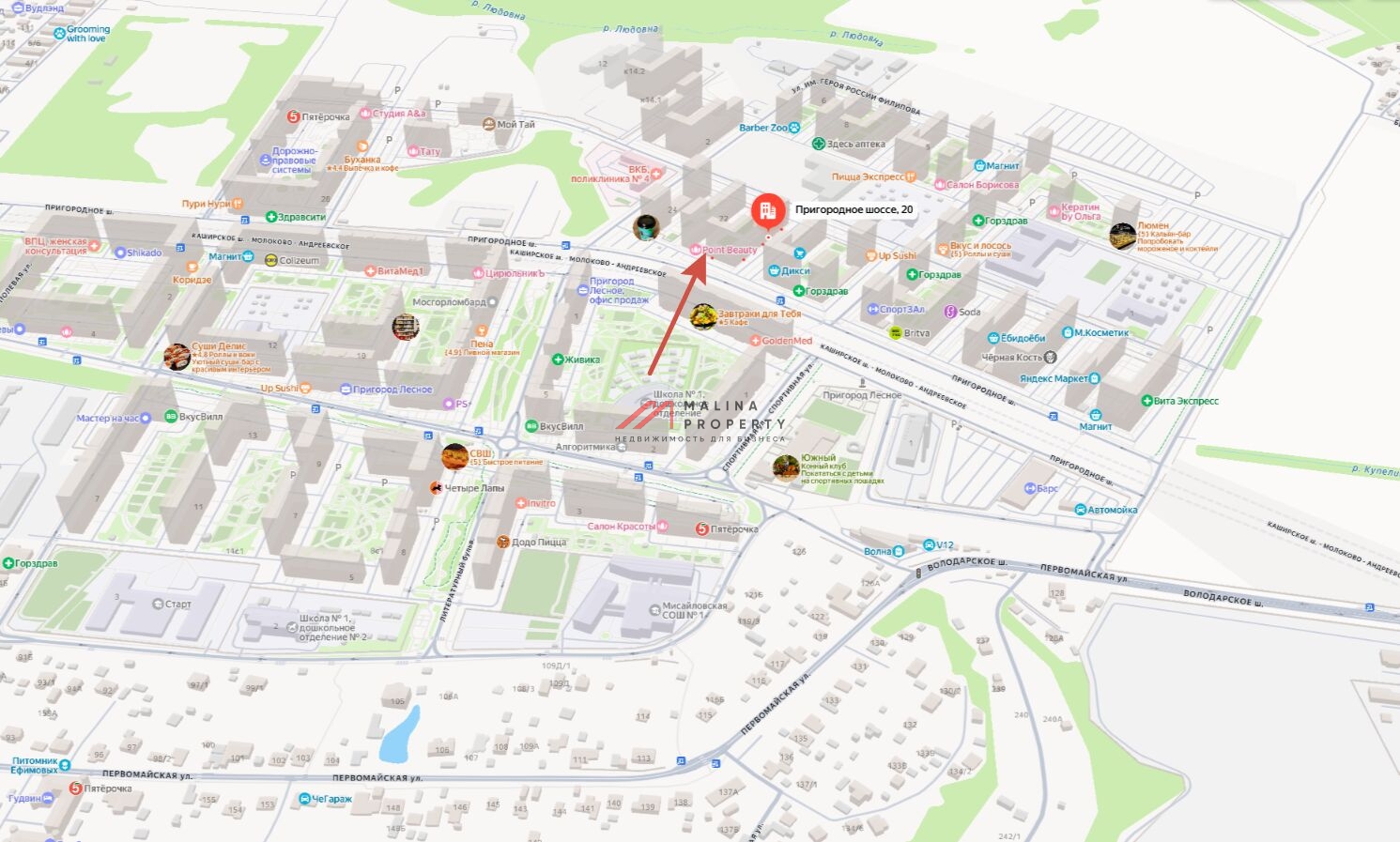 Аренда помещения в стилобате в ЖК "Пригород Лесное"