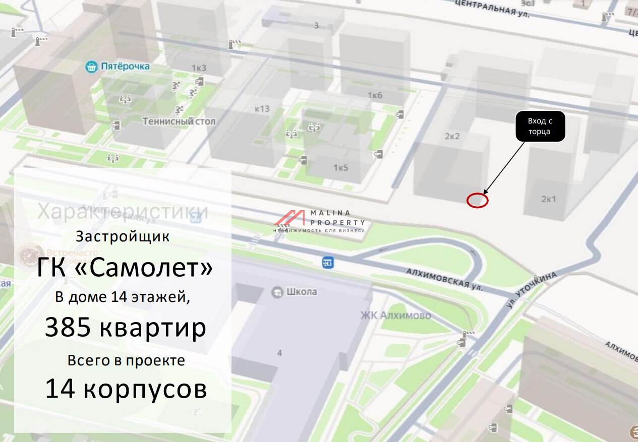 Аренда торгового помещения в ЖК "Алхимово"