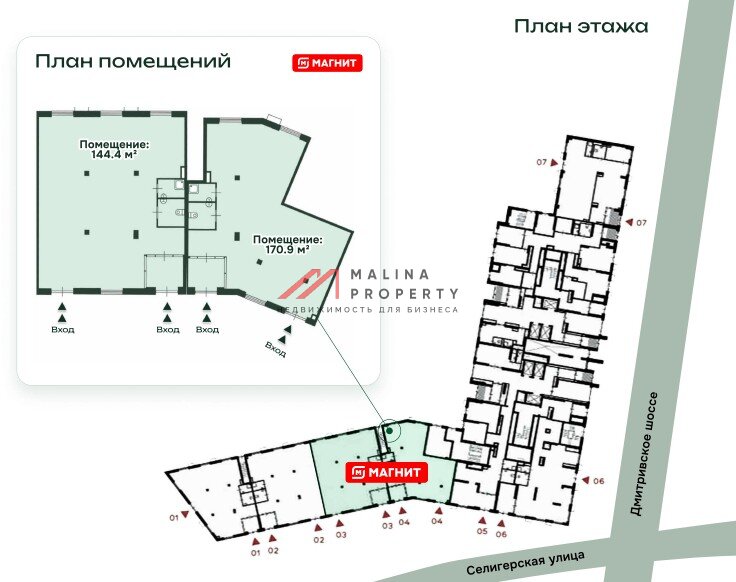 Продажа торгового помещения с супермаркетом Магнит