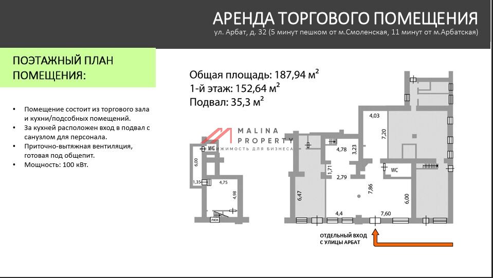 Аренда торгового помещения  у метро Смоленская 