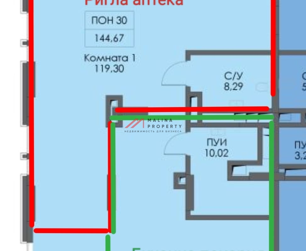 Продажа помещения с федеральными арендаторами в ЖК "Green Park"
