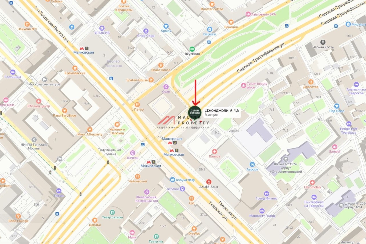 Аренда помещения под ресторан у метро Маяковская