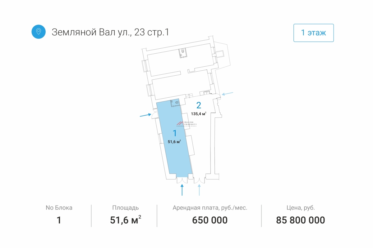 Продажа торгового помещения у метро Курская